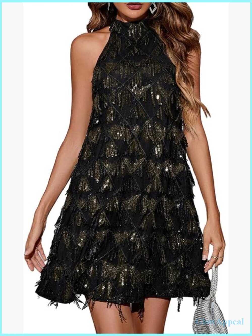 Sequin Sparkly Halter Mini Dress Sleeveless Keyhole Back Party Clubwear - Picture 1 of 7